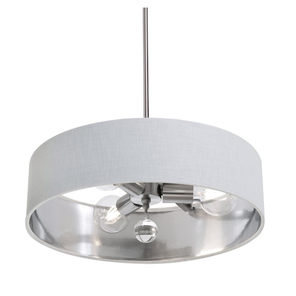 Afx Celine Pendant, 18'', Satin Nickel Finish, White/Silver Shade CLNP18MBSN-WHSL - main